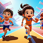 **

"A group of energetic Tales Runner characters, dressed in trendy and vibrant outfits, racing along a colorful track with power-up items floating around. Focus on the fun and competitive spirit of the game. Thai text overlays: 'วิ่งให้ได้ของรางวัลเยอะที่สุด!' (Run to win the most prizes!)"

**
